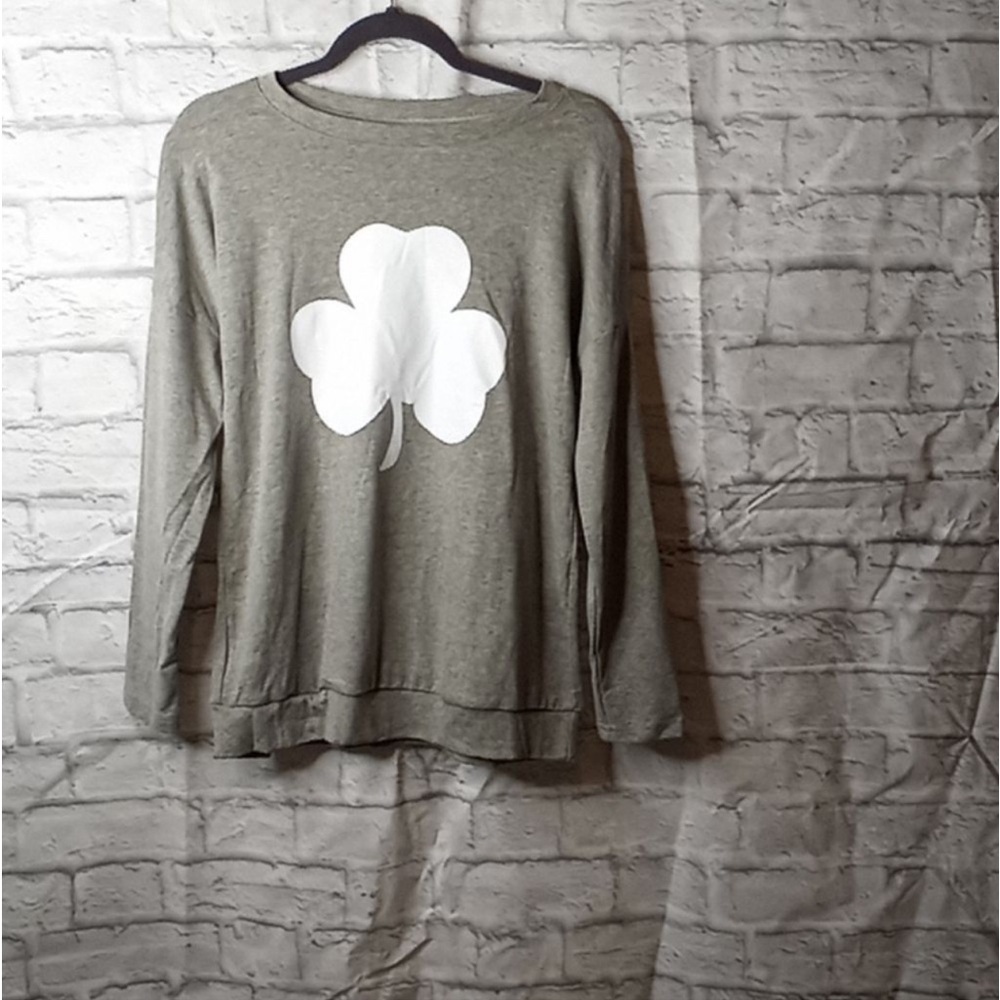 Leo Rossi Gray & White Clover Top with Elbow Patches BNIP